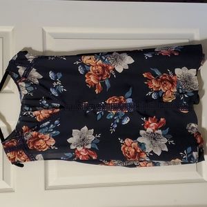 Sleeveless Navy Floral Blouse